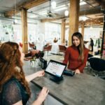 two women near tables